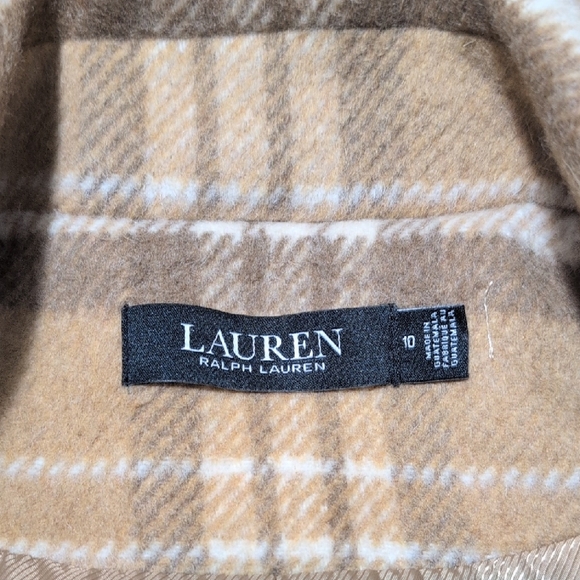 Lauren Ralph Lauren Tan and Cream Plaid Trench Coat - Picture 4 of 14